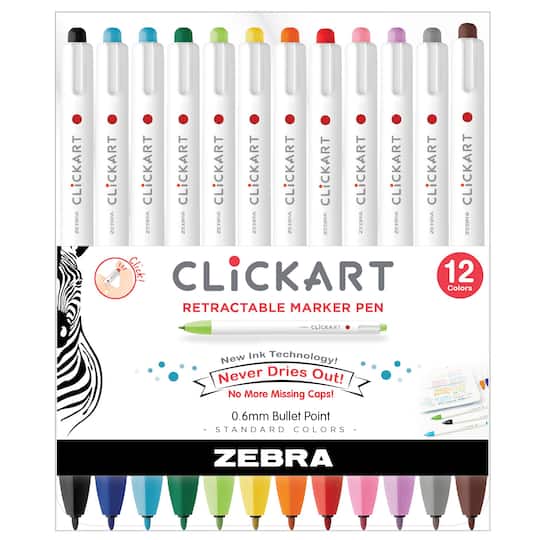 Zebra ClickArt 0.6mm Retractable Marker Pen Set